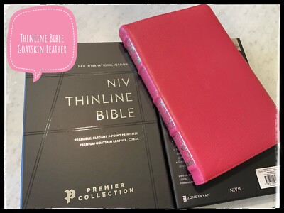NIV Thinline Bible 2022 Pink Goatskin Leather Sewn Binding-image