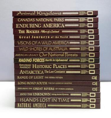 Lot Of 17 National Geographic Collection Leather Bound Books-image