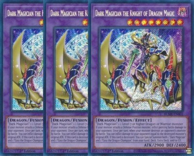 3x Yu-Gi-Oh! Dark Magician the Knight of Dragon Magic BLMR-EN001 Secret Playset-image