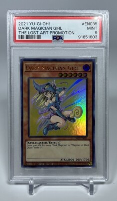 PSA 9 Mint - Dark Magician Girl LART-EN019 Lost Art Promotion Ultra Rare YuGiOh-image