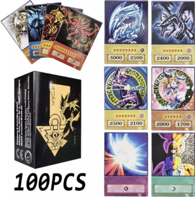 YUGİOH 100Pcs Blue Eyes Dark Magician Exodia Obelisk RA Slifer Anime Sealed HOT!-image