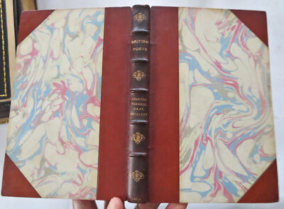 British Poets Johnson Parnell Gray & Smollett Collected Works 1855 leather book-image