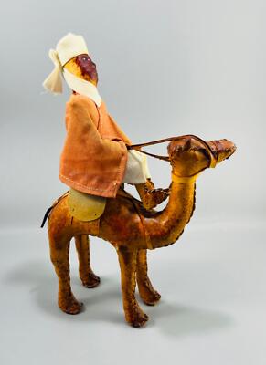 Vintage Leather Bound Wrapped Camel Figure w/ Rider 10