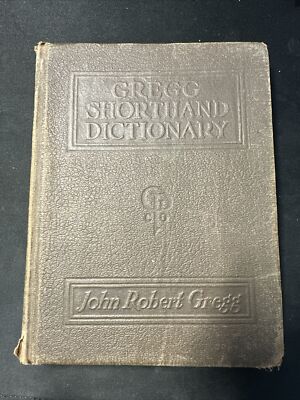 GREGG SHORTHAND DICTIONARY      1930  LEATHER ANTIQUE COLLECTIBLE BOOK-image