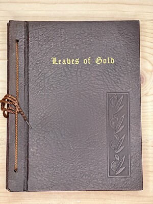Leaves of Gold Anthology Leather Cover Book of Prayers Verses Prose Vintage 1948-image