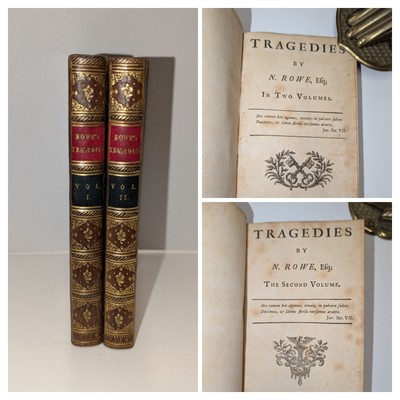 Tragedies Nicholas Rowe 2 volume 1714 1st Collected Edition leather free S/H-image