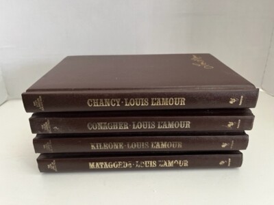Louis L’Amour Book Lot Of 4 Leather Bound Hardcover Collectors Ed Bantam Chancy-image