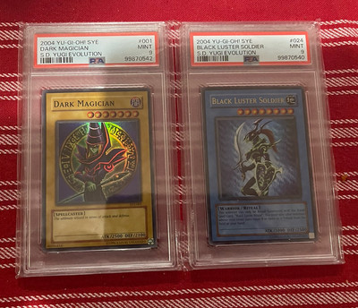 Yu-Gi-Oh! 2004 Dark Magician SYE-001 & Black Luster Soldier SYE-024 PSA 9-image