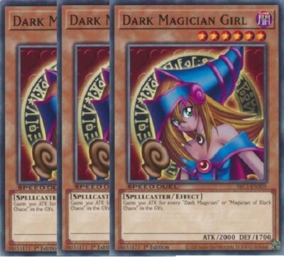 Yugioh - Dark Magician Girl x 3 - 1st Edition NM - Free Holographic Card-image