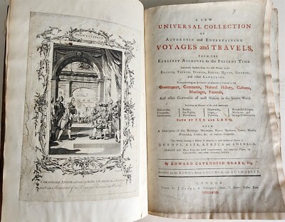 1768 COLLECTION of AUTHENTIC VOYAGES & TRAVELS EDWARD DRAKE antique ILLUSTRATED -image