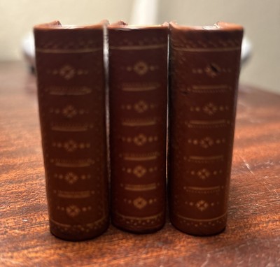 3 Match Safe Holders Keeper Leather Bound Book Vintage Matchbox Red Gold ****-image