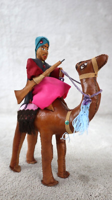 Leather Bound Wrapped Camel Figurine with Rider-image