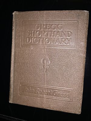 GREGG SHORTHAND DICTIONARY      1930  LEATHER ANTIQUE COLLECTIBLE BOOK-image