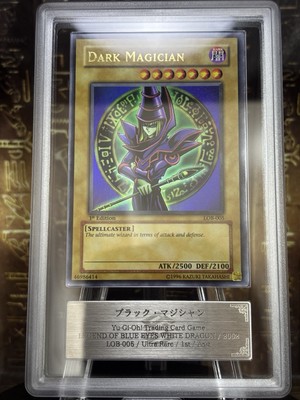 Yugioh Dark Magician Ultra Rare 1st Edition LOB-005 ARS8 with Certificate-image