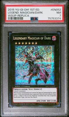 2015 YUGIOH 1ST ED WSUP-EN052 LEGENDARY MAGICIAN OF DARK PSA 7 NM #75753374-image