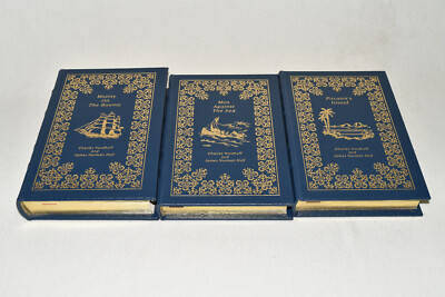 Easton Press 3V MUTINY BOUNTY PITCAIRN MEN AGAINST SEA Nordhoff Hall LEATHER OOP-image