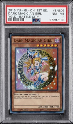 2015 YU-GI-OH! YUGI'S LEGEND DECK: BATTLE CITY 1ST ED DARK MAGICIAN GIRL PSA 8-image