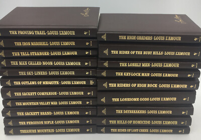 Louis L'amour Bantam Collection Lot Of 20 Vintage Leatherette Novels VGC-image
