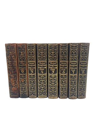 Gerhardt Hauptmann 8 Vol 1922 Collected Works German Leather Marbled Antiquarian-image
