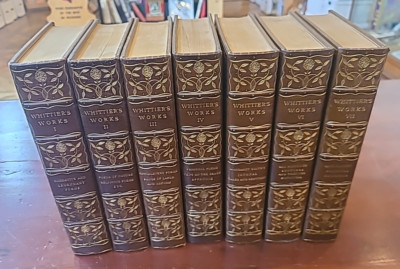Poetical Works John Greenleaf Whittier 7 vol Artist Edition Leather #404 / 750-image