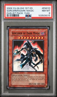 2009 Yugioh Sorcerer of Dark Magic Duelist Pack Yugi 1st ED PSA 8-image