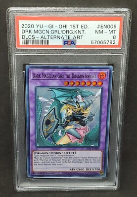 Yugioh PSA 8 NM-MT Dark Magician Girl the Dragon Knight Alt Art DLCS-EN006 #5792-image