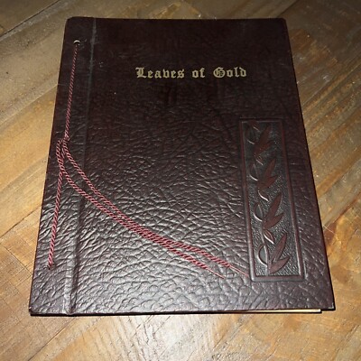 VINTAGE 1948 LEAVES OF GOLD LEATHER BOUND THREE RING BILDER ANTHOLOGY BOOK-image