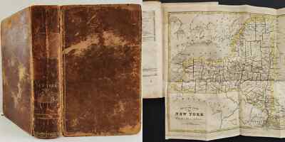 1842 antique NEW YORK HISTORY w foldout MAP John Barber Historical Collections-image