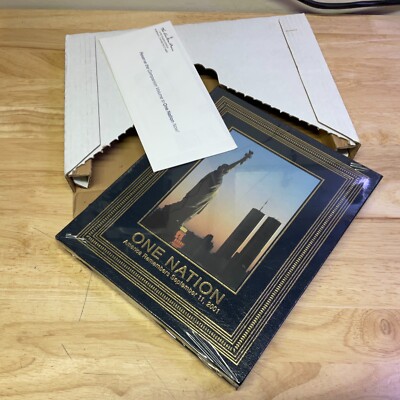 ONE NATION America Remembers September 11, 2001 EASTON Leather Hardcover Book-image