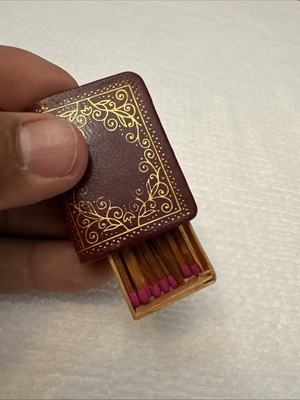 Collectible Vintage Matchbook Matches in Leather Bound Miniature Book HTF-image