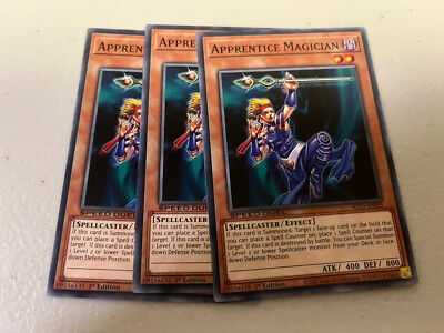 YuGiOh! x3 Apprentice Magician SGX1-ENI05 COMMON Yu-gi-oh! TCG LEGAL 3x SPELL-image