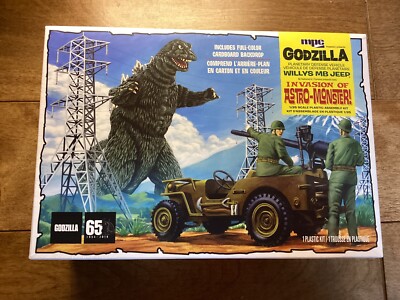 MPC 882 F/S GODZILLA WILLYS MB JEEP MODEL KIT 1/25 SCALE NEW IN SEALED BOX-image