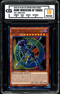 2015 Yugioh Gadget YGLD ENC02 Dark Magician of Black Chaos HOLO CG 10 PRISTINE-image