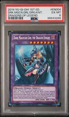 2014 YU-GI-OH! DRAGONS OF LEGEND DARK MAGICIAN GIRL THE DRAGON KNIGHT PSA 6-image