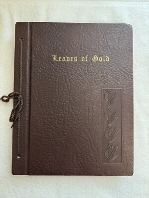 Leaves Of Gold Book  Hard Cover Leather Bound-Vintage-image