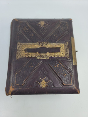 1800s Antique CDV & Daguerreotype Leather Bound Photo Album Estate Cleanout PA-image