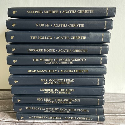 Lot 11 AGATHA CHRISTIE Books Mystery Collection Leatherette Faux Leather 80s Vtg-image