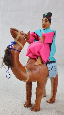 Leather Bound Wrapped Camel Figurine with Rider-image