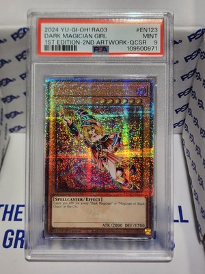 PSA 9 Dark Magician Girl | 1st Ed RA03 2nd Art | Quarter Century Secret Rare |-image