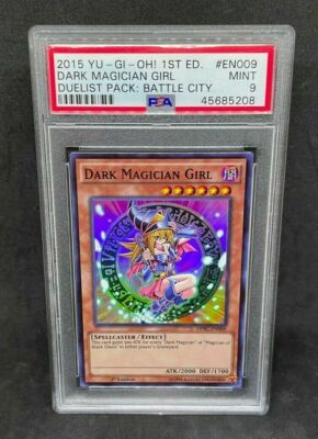 Yugioh Dark Magician Girl Super Rare 1st Ed DPBC-EN009 PSA 9 MINT-image