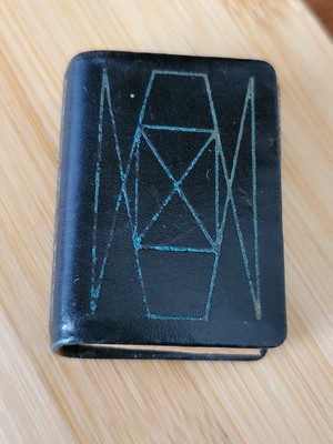Collectible Vintage Geometrical Matchbook Matches Leather Bound Miniature Book-image
