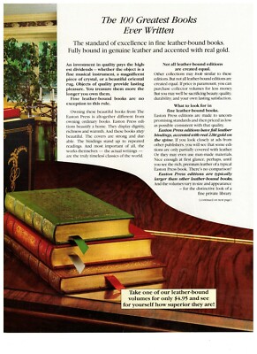 Easton Press 100 Greatest Works Leather Bound Editions Vintage 1990 Print Ad-image