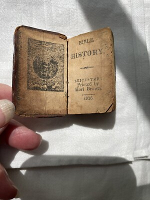 1812 Bible History  Miniature book Leicester, Hori Brown Leather Bound First ed-image