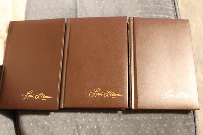 Three Louis L'Amour Hardback Leather-Bound Books - Like Brand New Condition-image