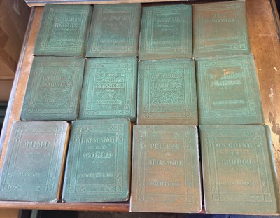 42 Antique Little Leather Library Miniature Books - Green Covers - Early 1900s-image