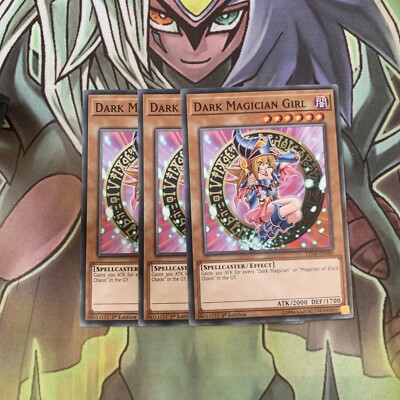LED6-EN000 x3 Dark Magician Girl Common Excellent Condition Yugioh-image