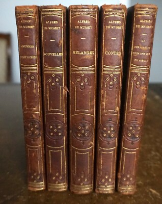 Antique French Book Collection: 5 Books by Alfred de Musset 1866-1879-image