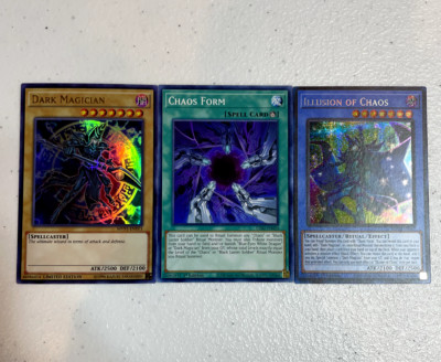 yugioh dark magician + illusion of chaos + chaos form mp23-en017 prismatic S033-image