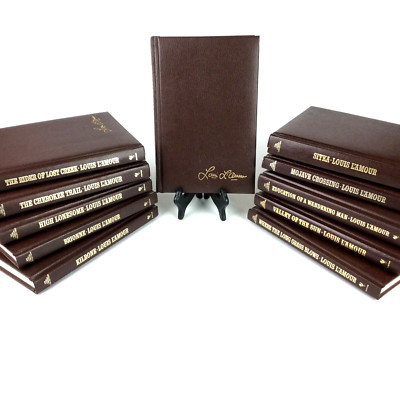 Louis L'Amour Collection Lot x 11 Bantam Padded Leatherette Hardcover Set 1980s-image