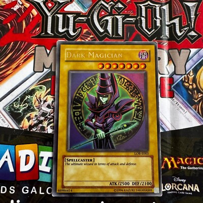 YU-GI-OH! Dark Magician LOB-E003 Ultra Rare Card yugioh PLAYED- WRITING ON BACK-image